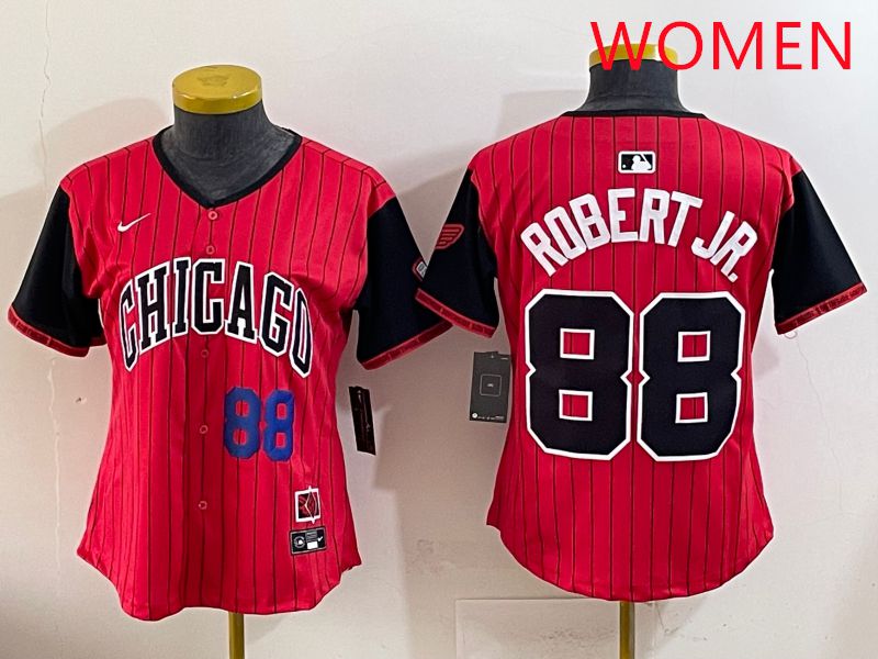 Women 2025 Chicago White Sox #88 Robert jr Red Joint Name Nike MLB Jersey style 3